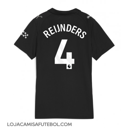 Camisa de Futebol Manchester City Tijjani Reijnders #4 Equipamento Secundário Mulheres 2025-26 Manga Curta